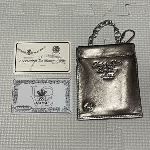 Good Condition A.D.M.J. Leather coin case silver gold magneT opening and shutting coin purse card case 　 card with the key chain (PA123138218) 