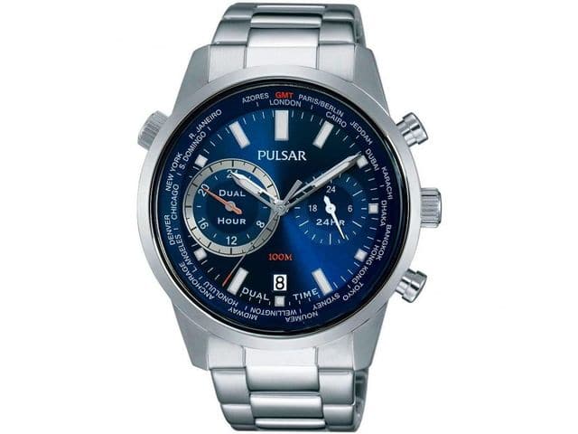 New]SEIKO PULSAR dual time GMT world time world clock 100 m waterproof  men's watch PY7003 - BE FORWARD Auto Parts