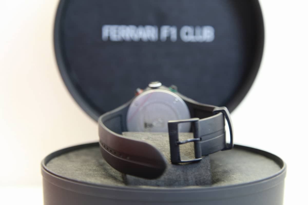 Used]Ferrari F1 Club Chronograph Watch Yellow Dial Rubber Belt