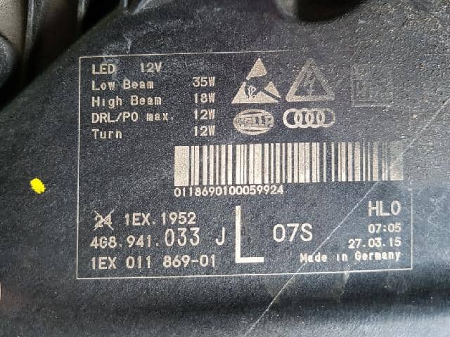 Used] Left Headlight AUDI A7 2016 4G8941033 - BE FORWARD Auto Parts