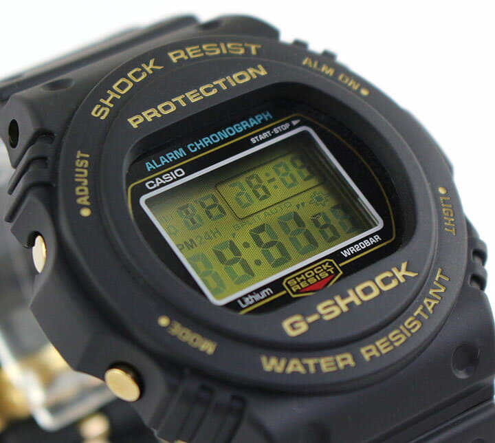 New CASIO G SHOCK Gold Sting DW 5735D 1B Men s Watch Urethane Multifunction Digital Black Gold BE FORWARD Store