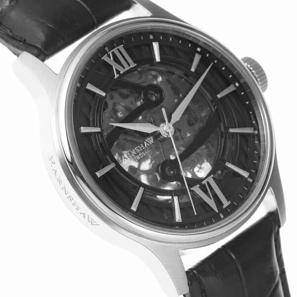 New]EARNSHAW clock watch ES-8801-01 leather black/silver men watch 