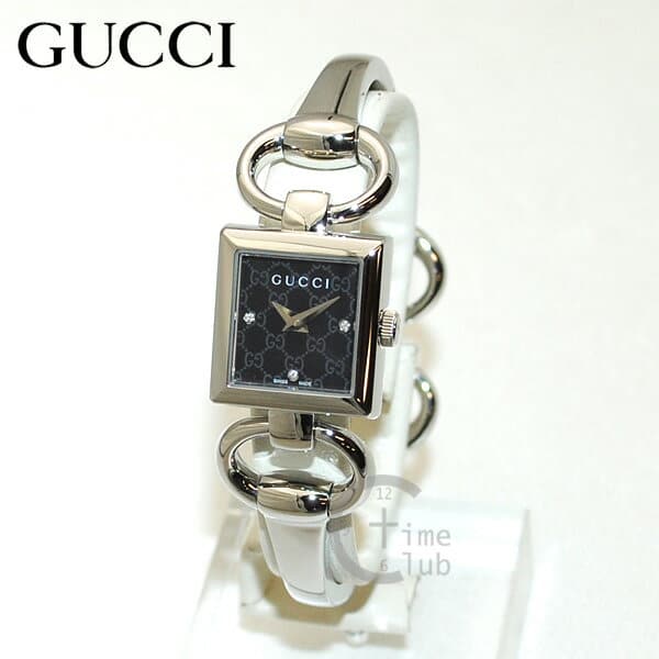 GUCCI グッチ 腕時計 YA014516 PK PG New]GUCCI (Gucci) clock watch YA120516 silver/black Lady's bangle