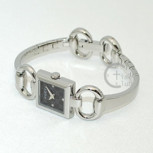 New]GUCCI (Gucci) clock watch YA120516 silver/black Lady's bangle