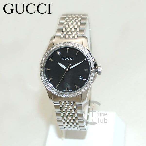 New]GUCCI (Gucci) clock watch YA126507 silver/shell black Lady's