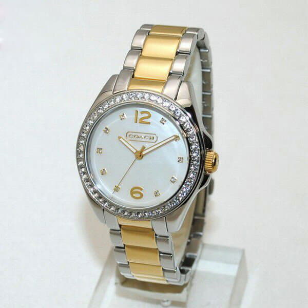 New COACH coach watch 14501659 TRISTEN tris ten gold silver combination white shell Lady s clock watch breath BE FORWARD Store