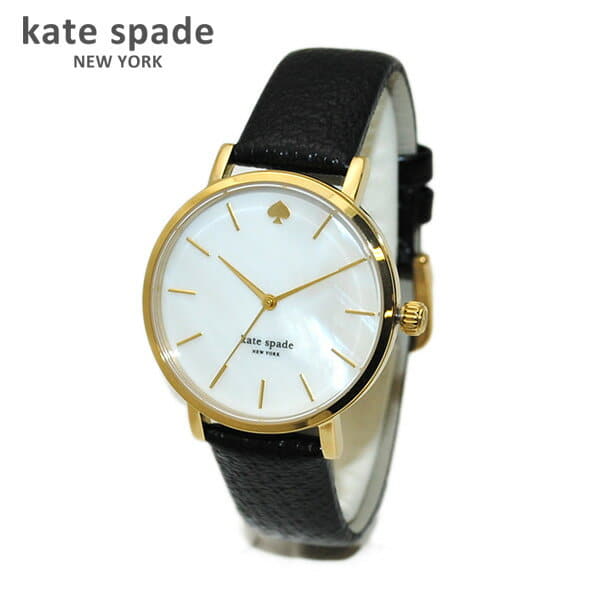 [New]kate spade (Kate spade) clock watch 1YRU0010 black leather gold ...