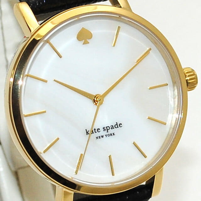 [New]kate spade (Kate spade) clock watch 1YRU0010 black leather gold ...