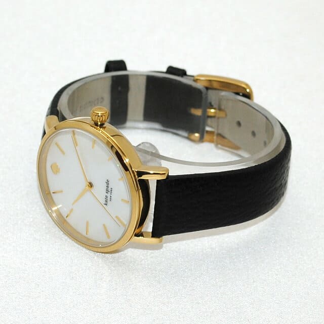 [New]kate spade (Kate spade) clock watch 1YRU0010 black leather gold ...