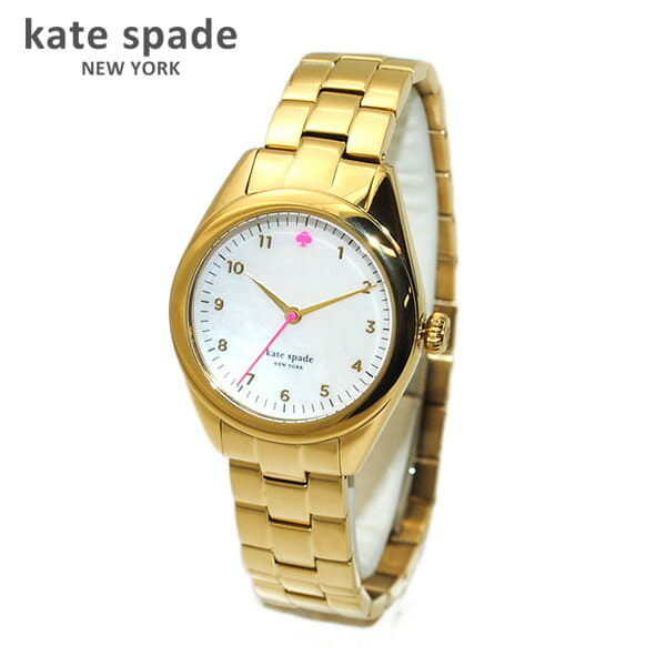 [New]kate spade (Kate spade) clock watch 1YRU0027 gold/pearl white/pink ...