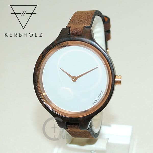 New]KERBHOLZ Wooden Watch Hinze Ebony Leather Belt for Unisex - BE 