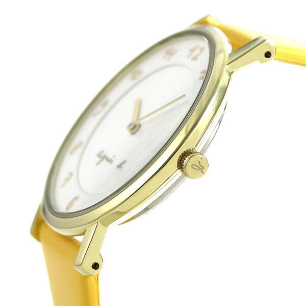 New]Agnes B. Ladies Watch White/Yellow/Leather Belt FCSK714 - BE