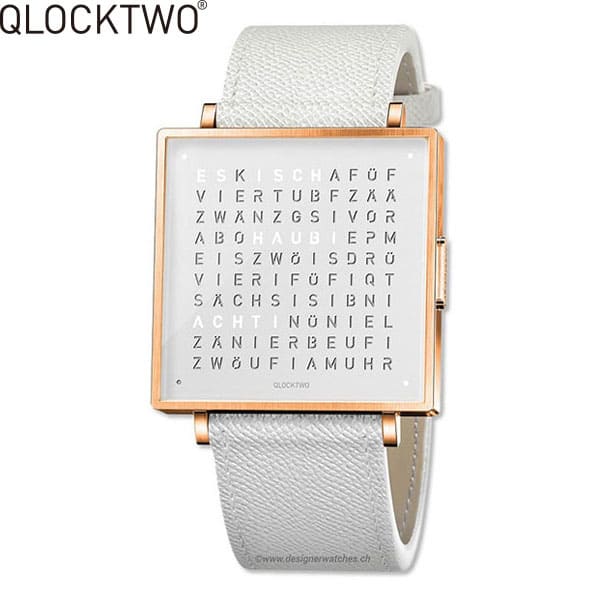 [New][QLOCKTWO] Watch Rose White [GOLD WHITE] QW39EN7RGLGWHN Square ...