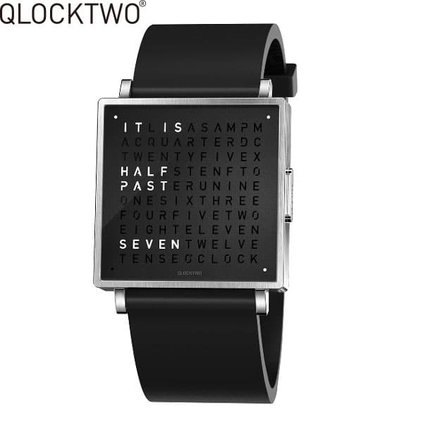 New][QLOCKTWO] Watch 35mm Pure Black QW35EN6BRRUBLN Square