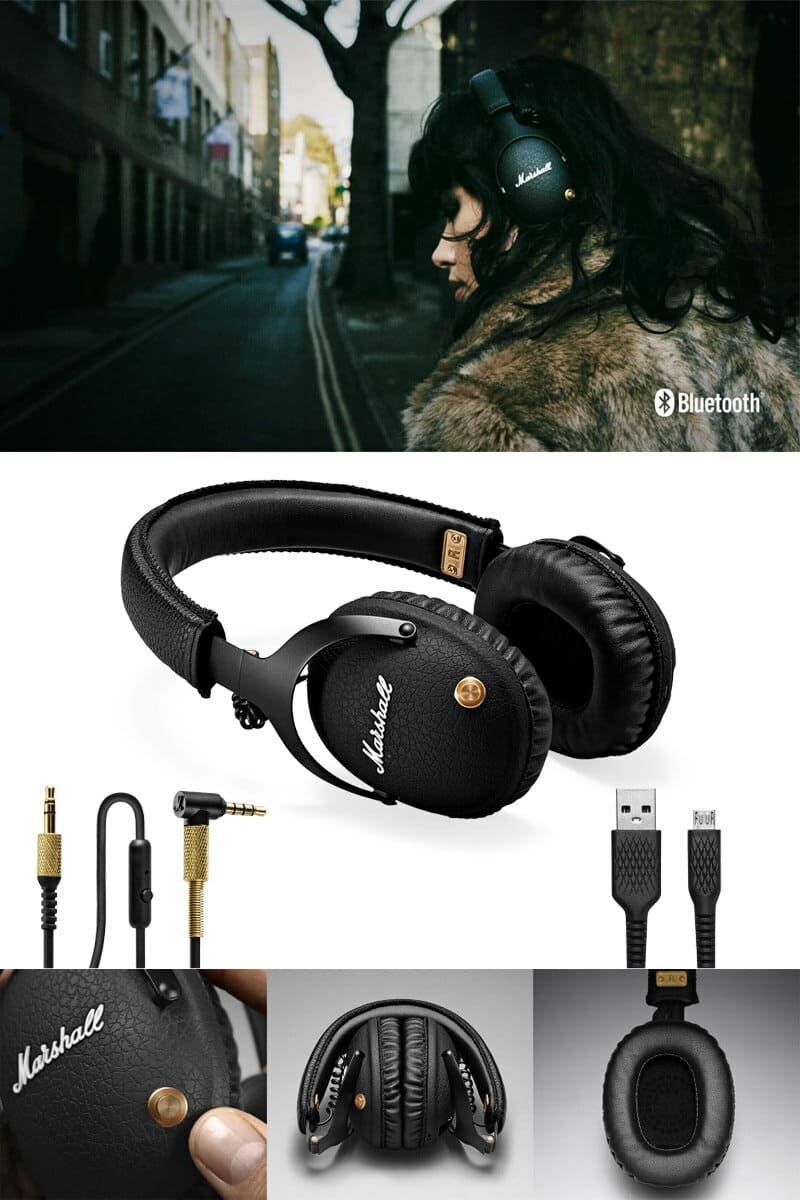 New Marshall Headphones MONITOR Bluetooth wireless headphones Black ZMH 04091743 Marshal headphones wireless headphones PSR BE FORWARD Store