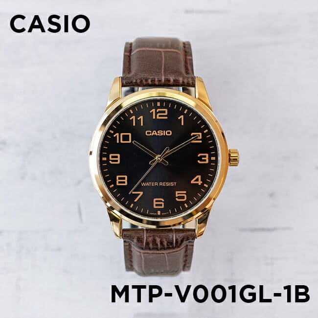 New]CASIO standard men MTP-V001GL-1B watch Lady's boy Gold Black leather  belt - BE FORWARD Store