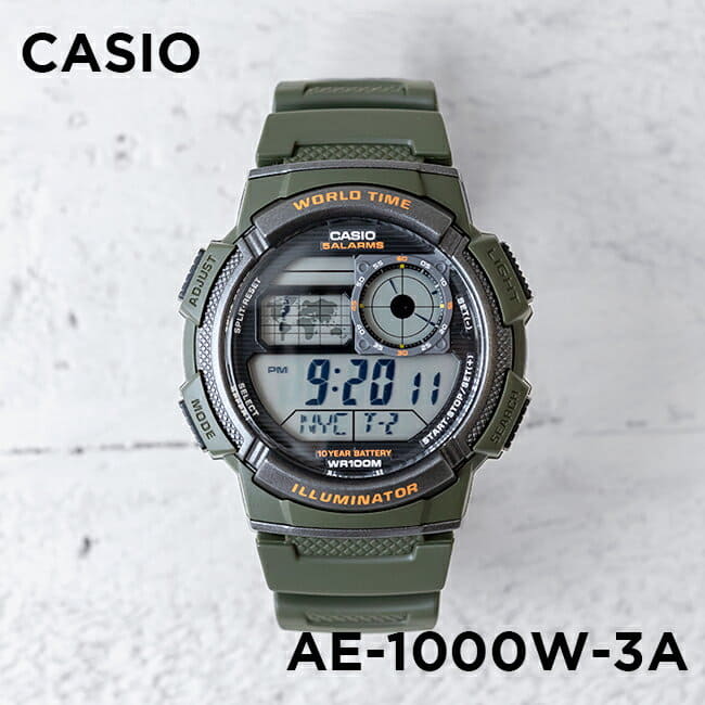 New Casio Unisex Kids Digital Standard Watch Waterproof Khaki Black Ae 1000w 3a Be Forward Store