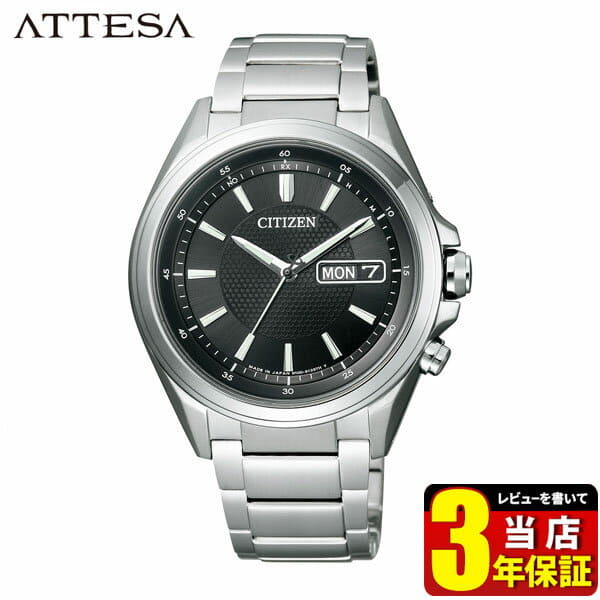 New radio time signal Citizen ATTESA AT6040 58E Watch Men s solar metal solar radio time signal eco drive Black Silver BE FORWARD Store