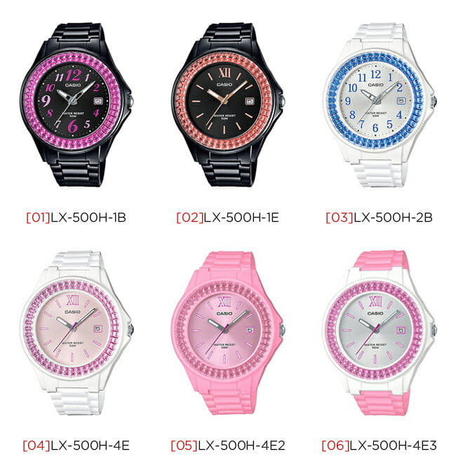 New]Casio standard Lady's LX-500H SERIES watch date Black white white  silver pink red red blue model out of Qinghai - BE FORWARD Store