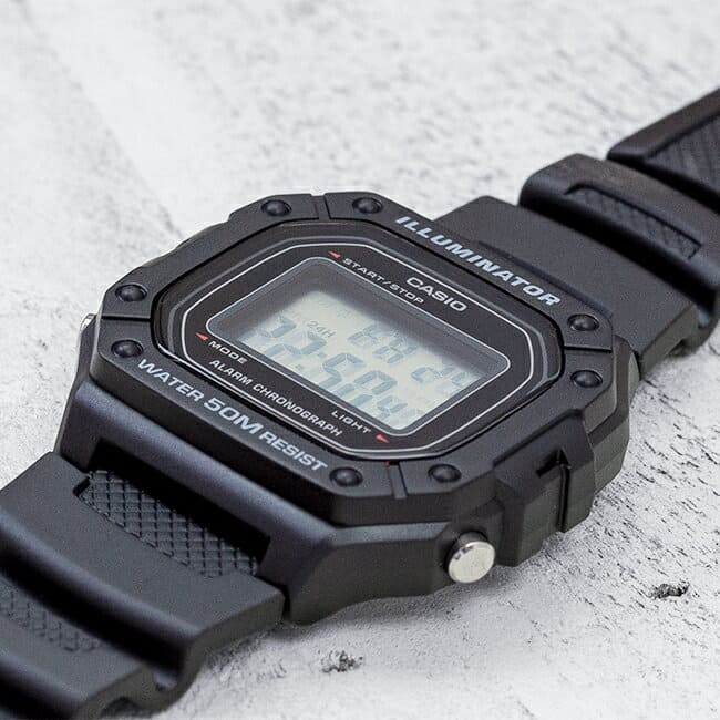 Just got my Casio W-218H and I love it. It's a blend between a f-91w (but  bigger) and a G shock. Simple and rugged. Better LED backlight, water  resistance and comfort. What