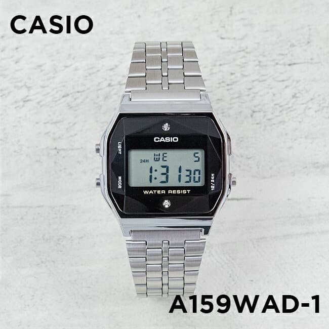 New]Casio Unisex Kids Digital Date Standard Watch Black/Silver Diamond  A159WAD-1 - BE FORWARD Store