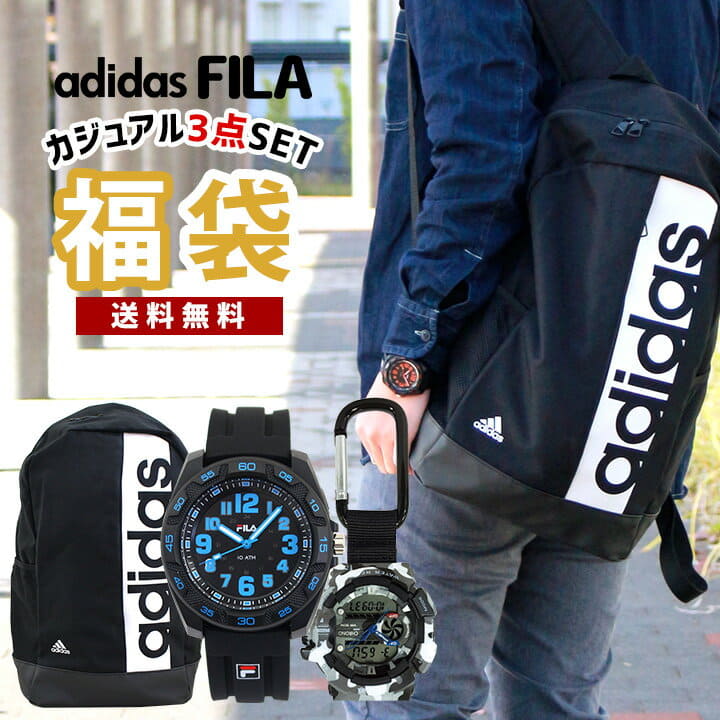 New]lucky bag 2019 men's lady's adidas Adidas FILA Fila CREPHA kurefaryukku  attending school commuting boy backpack bag watch clock hanging watch black  black blue-green orange camouflage woman-related happy bag with oval gold