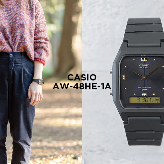 New Casio Men S Women S Kids Analog Digital Date Standard Watch Black Aw 48he 1a Be Forward Store