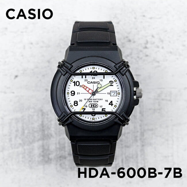 New]Casio Sports Men's/Women's/Kids Analog Watch Waterproof Black/White HDA- 600B-7B - BE FORWARD Store
