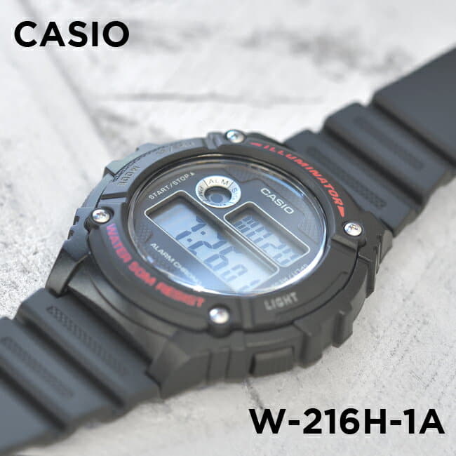 New]Black of the CASIO standard W-216H-1A watch men Lady's boy woman - BE  FORWARD Store