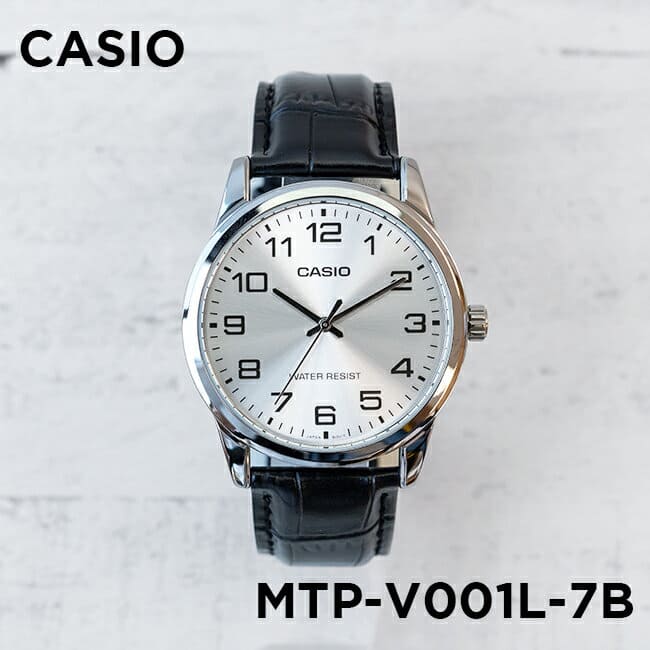 New]CASIO standard men MTP-V001L-7B watch Lady's boy Silver Black leather  belt - BE FORWARD Store