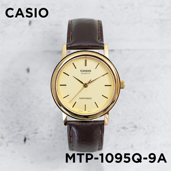 New]Gold Brown leather belt of the CASIO standard men MTP-1095Q-9A watch  Lady's boy woman Kim - BE FORWARD Store