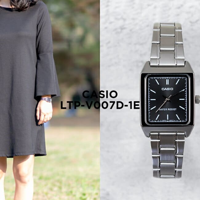 New]Casio Ladies/Kids Analog Standard Watch Silver/Black LTP-V007D-1E - BE  FORWARD Store