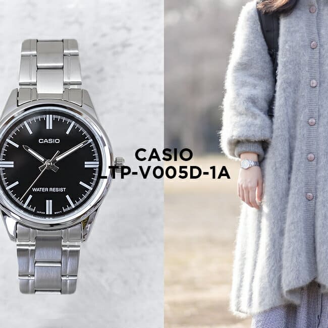 New]Casio Ladies/Kids Analog Standard Watch Silver/Black LTP-V005D-1A - BE  FORWARD Store