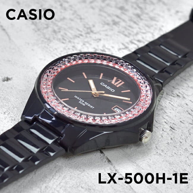 New Black red red of the CASIO standard Lady s LX 500H 1E watch