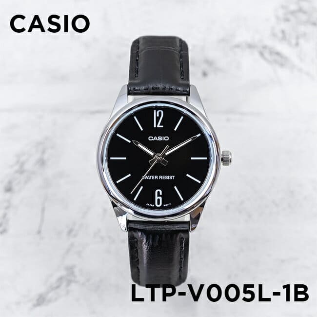 New]Black silver leather belt of the CASIO standard Lady's LTP-V005L-1B  watch woman - BE FORWARD Store