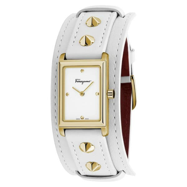 white and gold ferragamo