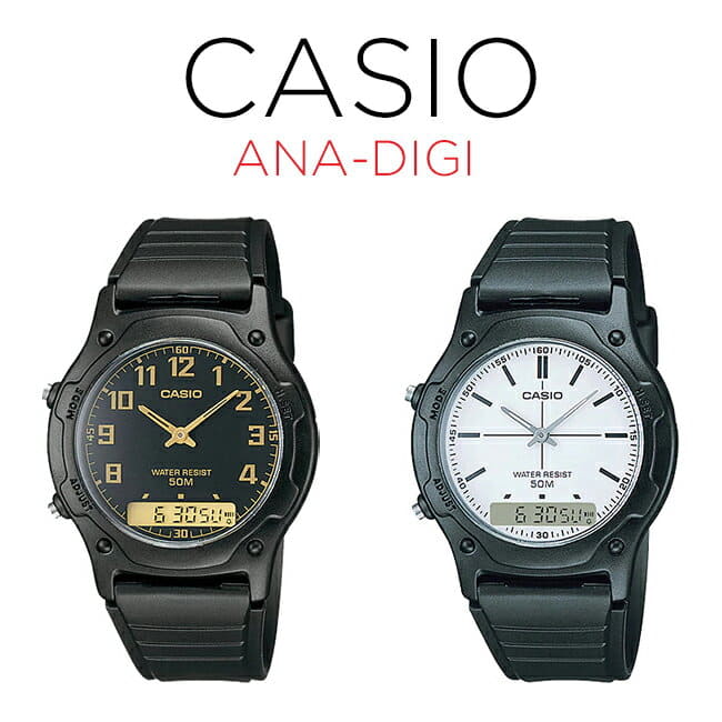 New]Casio Men's/Ladies/Kids Ana Digi Date Standard Watch Black/White - BE  FORWARD Store