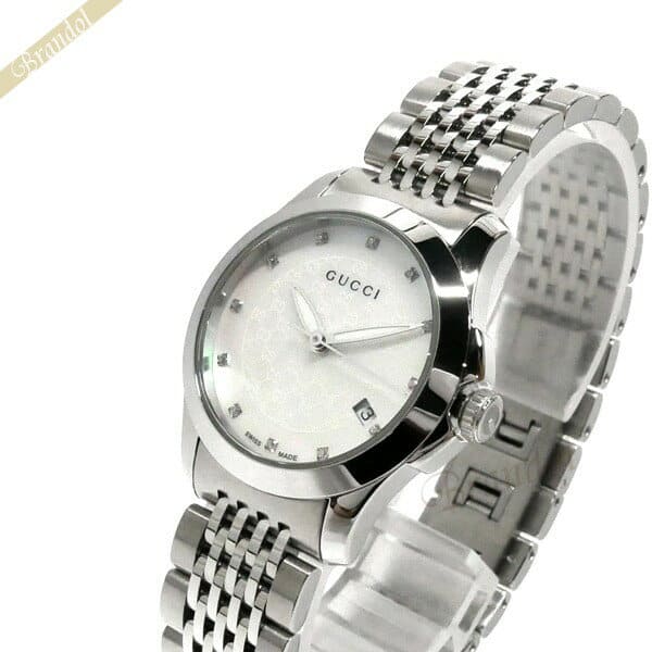 New]Gucci Ladies G-Timeless Watch 27mm White Pearl/Silver YA126535