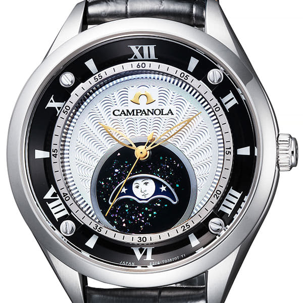 New]Citizen Campanora Moonphase Men's Watch Crocodile Leather Belt