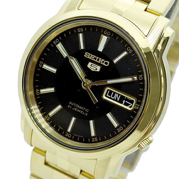 seiko 5 black and gold