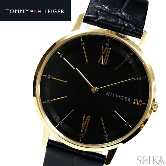 New]tomihirufiga TOMMY HILFIGER 1791517 (251) clock watch men Lady's unisex  black leather thin watch/slim model - BE FORWARD Store