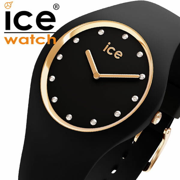 New]Ice Watch Ice Cosmo Swarovski Crystal Round Watch Unisex Black/Gold  016295 - BE FORWARD Store