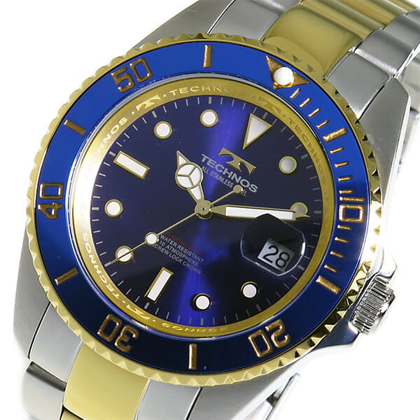 New]techno TECHNOS quartz men watch TSM402TN blue [watch low end