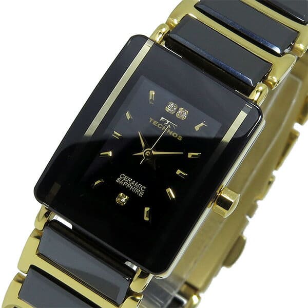 New]techno TECHNOS quartz Lady's watch T9796GB black/gold [watch