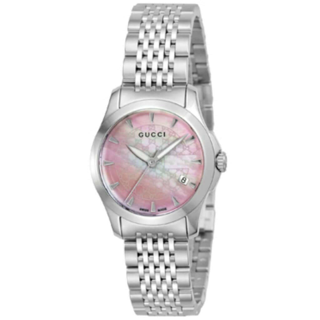 New]Gucci Ladies G-Timeless Watch Pink Shell YA126532 - BE FORWARD