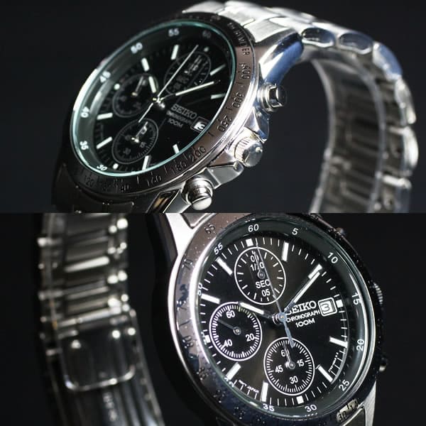 New]SEIKO reimportation SEIKO chronograph black watch men 100m  waterproofing SND367P1 - BE FORWARD Store