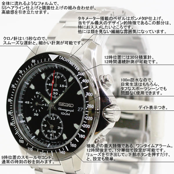 New]Seiko Reimport Men's Chronograph Watch Black SNA487 - BE FORWARD Store