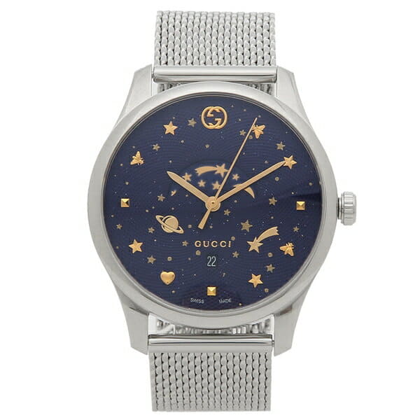 New Gucci watch men GUCCI YA126328 silver blue BE FORWARD Store