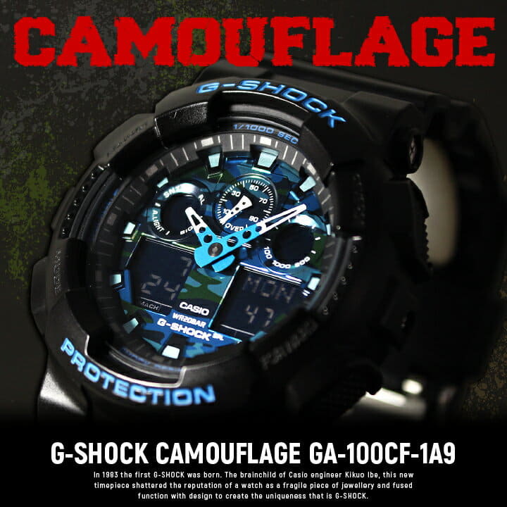New]Casio G-SHOCK big Face GA-100CB-1A ga100 camouflage camouflage analog  digital men watch Black blue model sports out of Qinghai - BE FORWARD Store