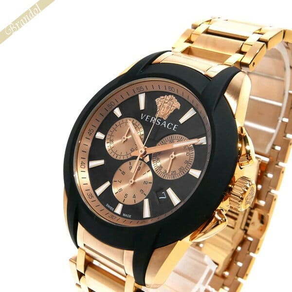 [New]Versace VERSACE men watch character Kurono 42mm black X Rose gold